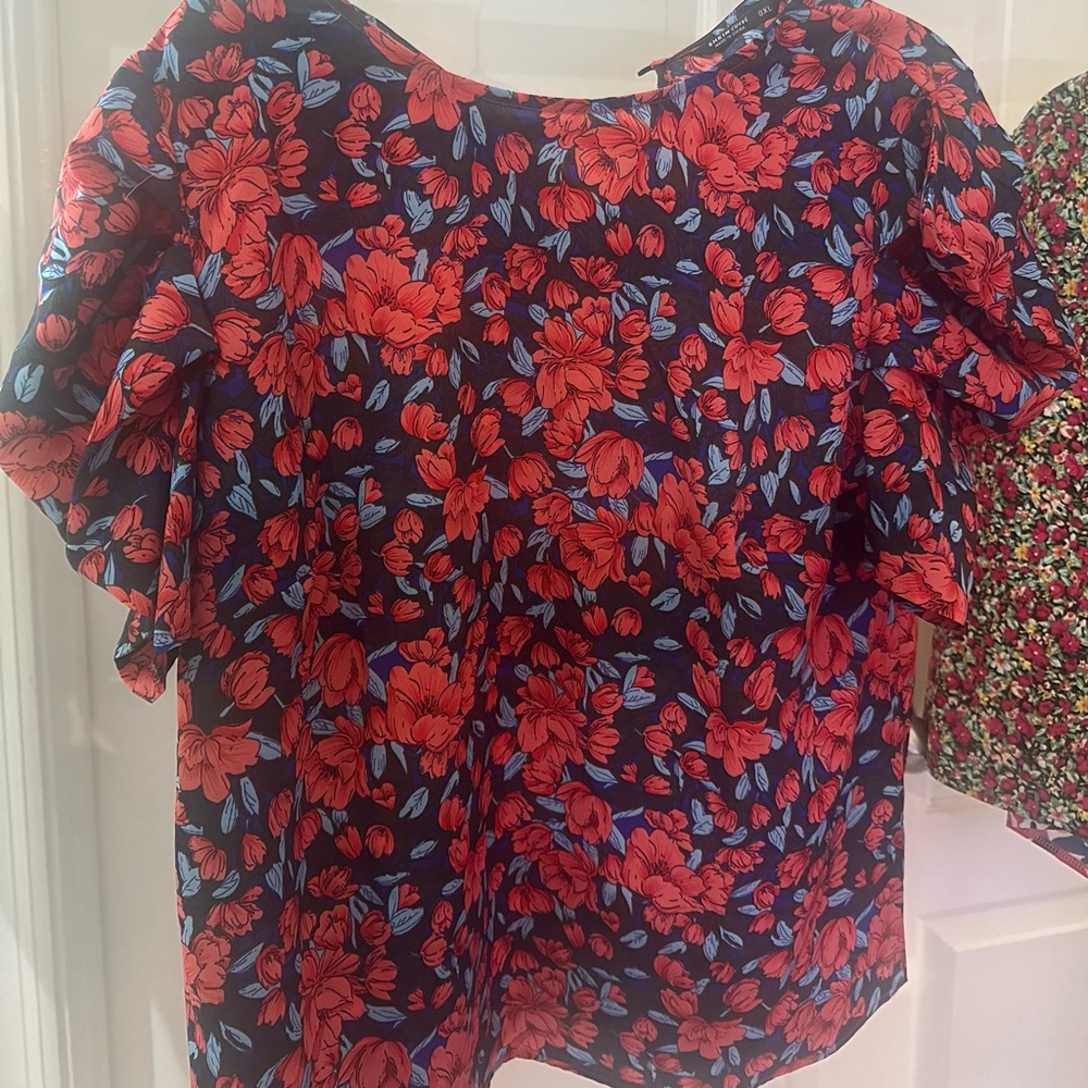 SHEIN curve blouse. Only wore it once. Blue and red flowers.